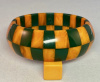 SZ18 teal/mango saucer checker bakelite bangle